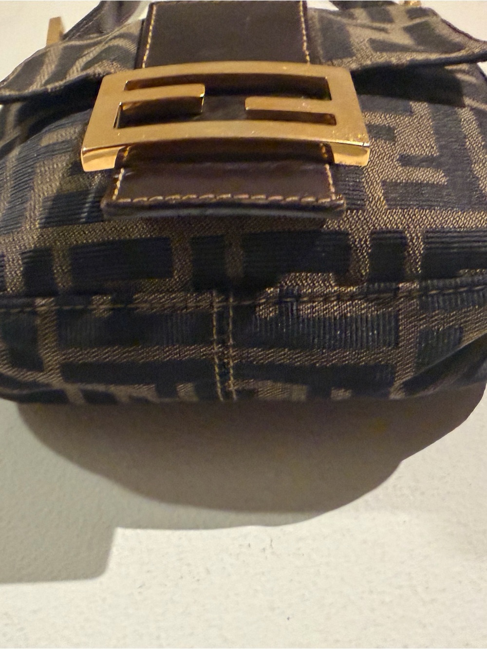 Fendi Zucca Mini Baguette Shoulder Bag in Brown and Black - Picture 6 of 11